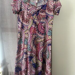 Xhilaration Pink and Blue Patterned Midi Dress